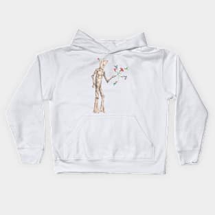 Groot with hummingbirds Kids Hoodie